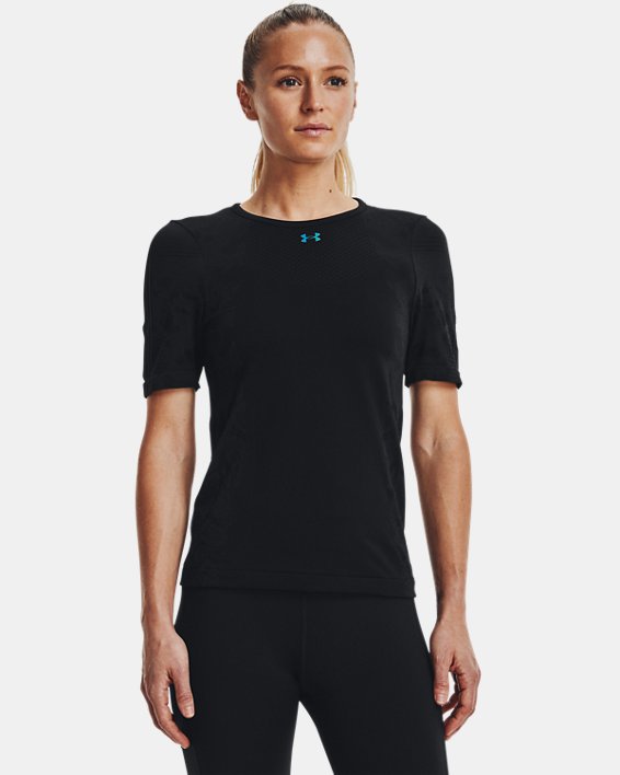Women's UA RUSH™ HeatGear® Seamless Short Sleeve, Black, pdpMainDesktop image number 0